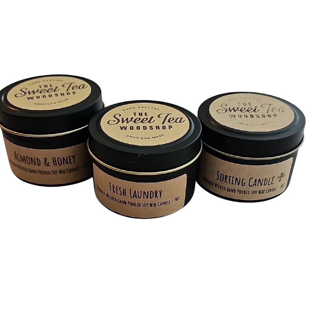 Hand Crafted by The Sweet Tea Woodshop American Made Scented Candle Trio - Black